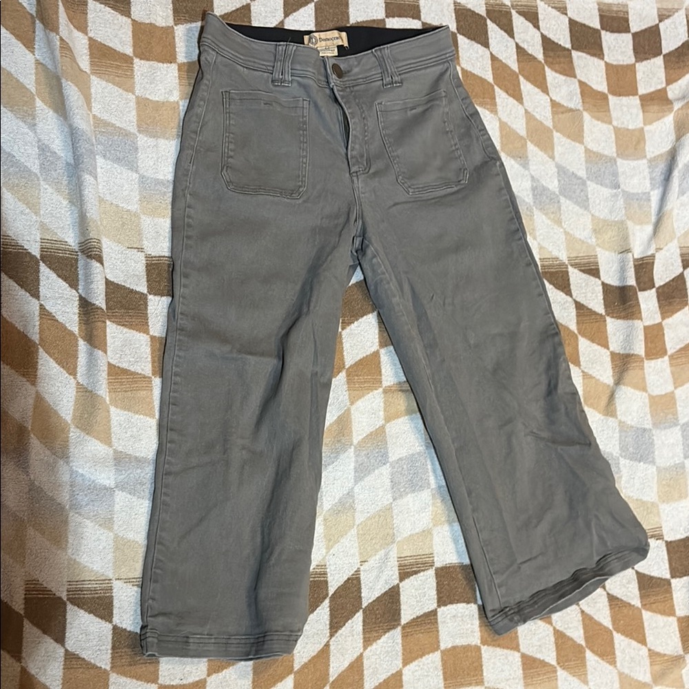 Democracy “ab technology” cropped Gray Wide-Leg Pants
